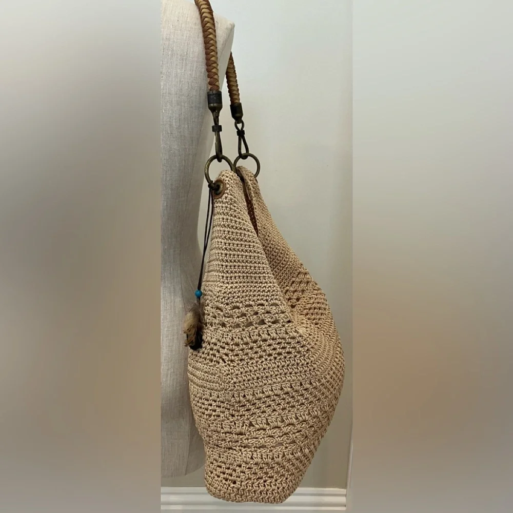 The Sak Beige Crochet Hobo Bag with Braided Handle - Picture 3 of 9